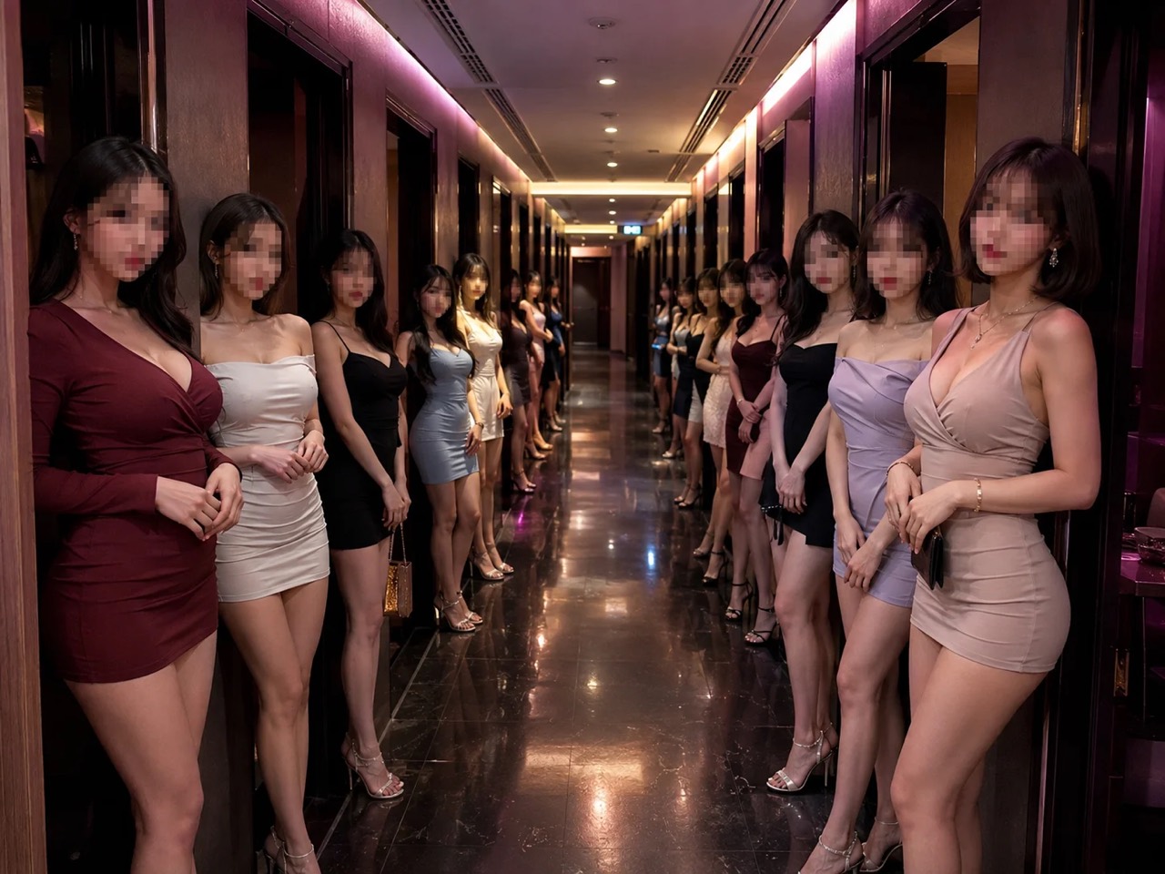 가락동 룸살롱 내부 복도와 라인업